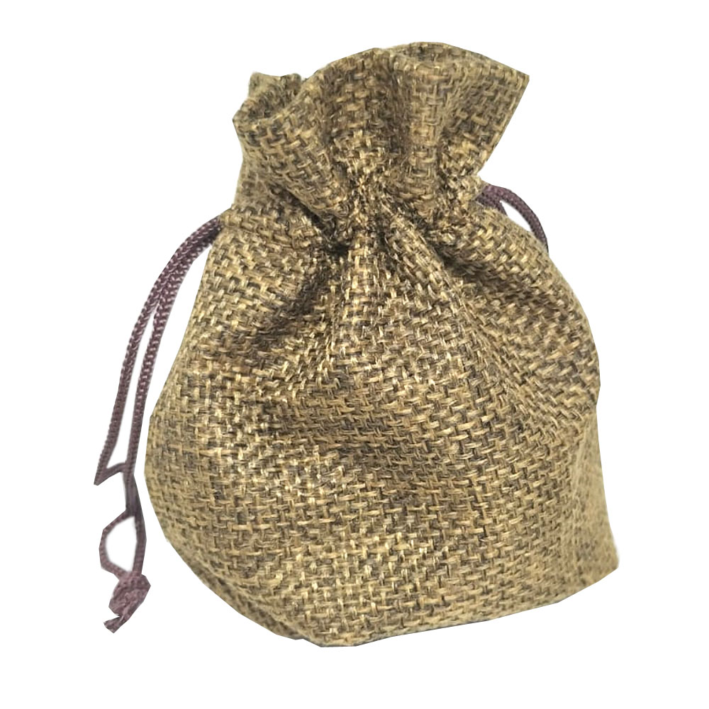 Hessian drawstring bag, 100x140mm, dark brown