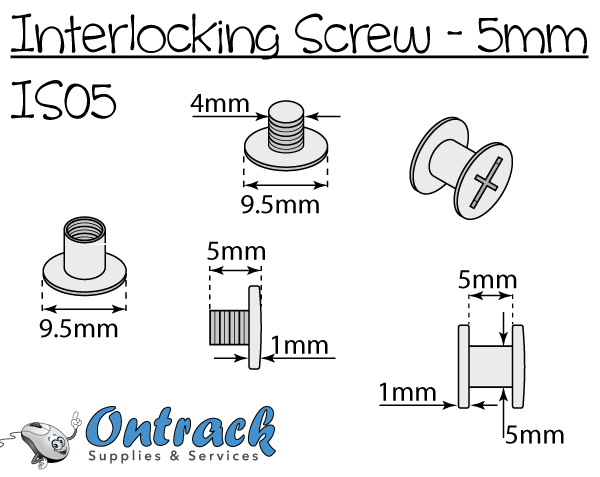 Interlocking screw 5mm, Antique Brass