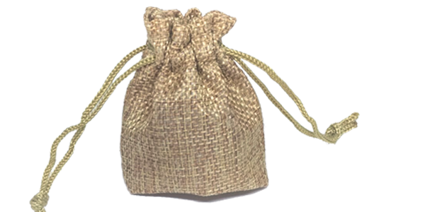 Hessian drawstring bag, 100x140mm, Earth Yellow