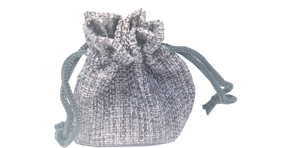 Hessian drawstring bag, Small, 70x90mm, Silver Grey