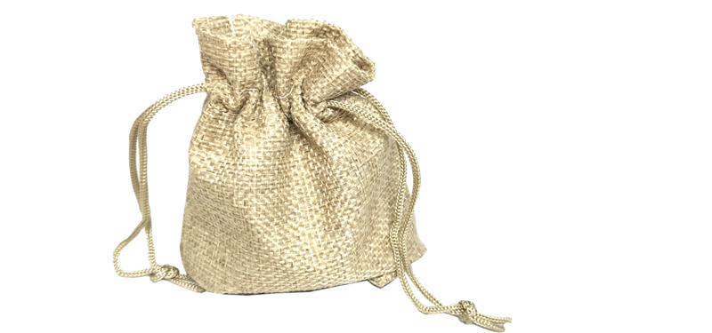 Hessian drawstring bag, ~70x90mm, Light brown / khaki